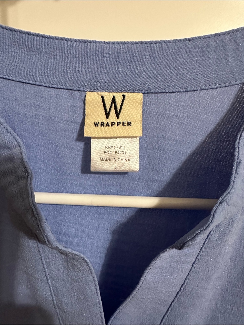 Wrapper Light Blue Textured Henley Short Sleeve Blouse - Picture 2 of 2